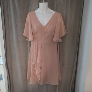 JJs House NWT Size 14 Blush Midi Dress with Flutter Sleeves